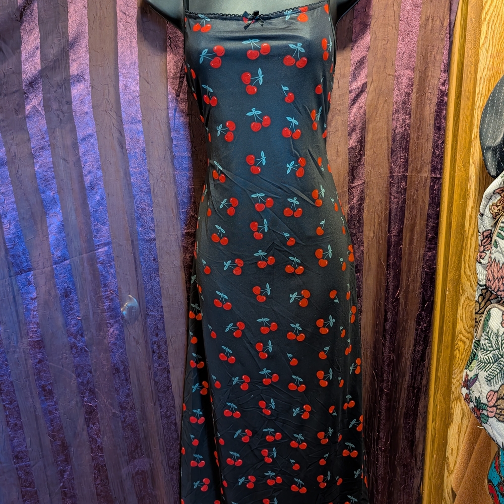 CHERRY 🍒 Bodycon Mide Dress Mesh Bow Kawaii Goth Dolls Kill Hot Topic Blackmilk